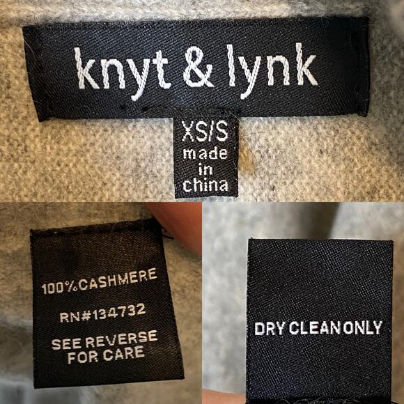Knyt & Lynk 100% Cashmere Turtleneck Poncho with Zip Shoulder Gray size XS/S - Picture 5 of 6
